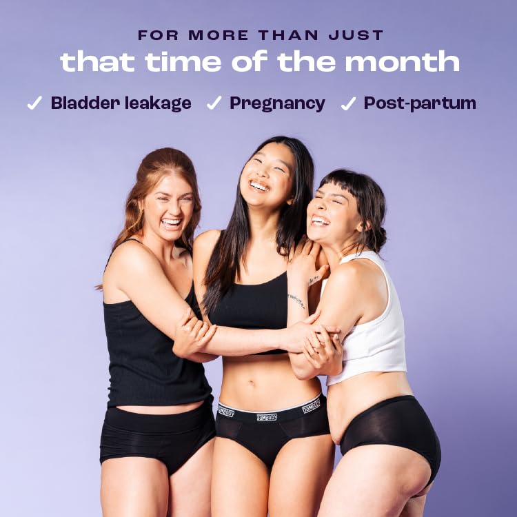 Bambody Absorbent Boxer: Period Underwear for all Day and Night Protection - 2 Pack: Black - Size 7