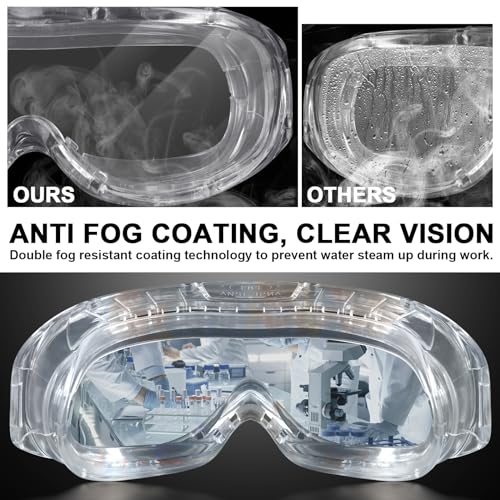 OXG 6 Pack Protective Safety Goggles Anti-Fog, Adjustable Chemical Splash Eye Protection Science Lab Goggles for Women Men