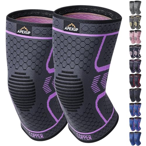 APEXUP Compression Knee Brace for Women, Copper Compression Sleeve for Knee Support, Arthritis Pain Relief, Meniscus Tear,...