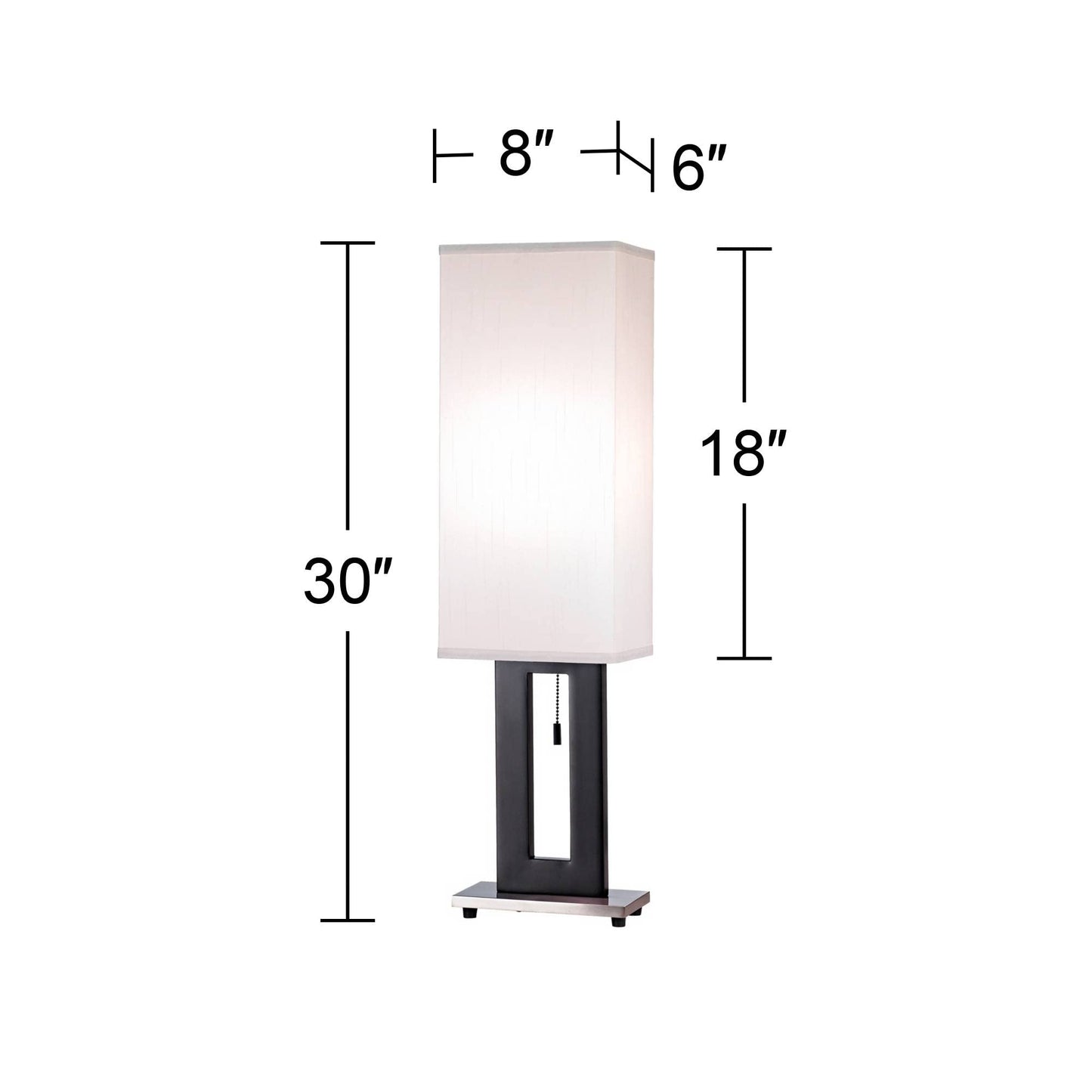 360 Lighting 30 Tall Floating Modern Table Lamps Set Of 2 - Black Metal Frame, White Fabric Shade For Bedroom, Living Room, Office