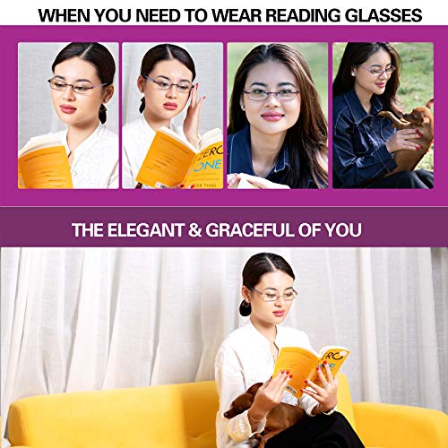 FEIVSN 3-Pack Rimless Reading Glasses For Women, Lightweight Spring Hinge Readers, Classic Elegant Artistic Eyeglasses UV 400