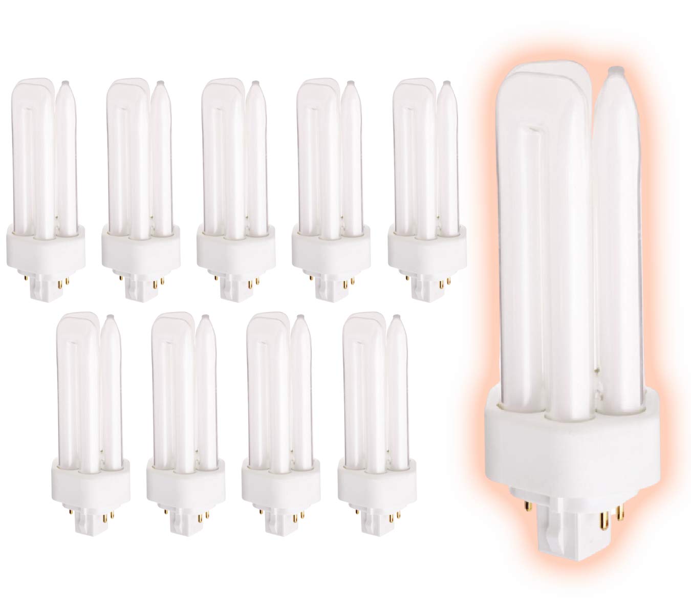 Goodbulb 26 Watt Cfl Light Bulbs 4 Pin Gx24Q-3 Base 5000K Daylight 26W High Output 1800 Lumens Triple Tube Compact Fluorescent Light Bulbs Plug-In Car Dealership Lighting 10 Pack