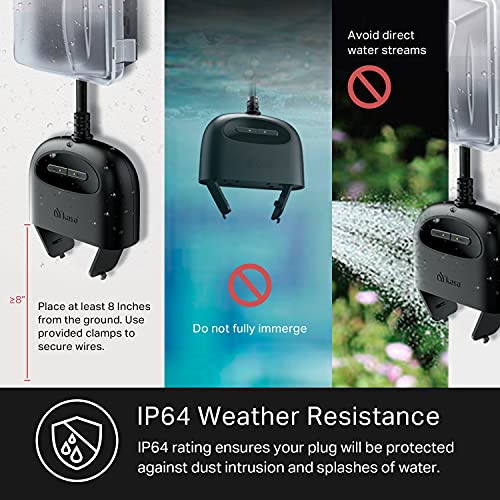 Kasa Outdoor Smart Plug, Smart Home Wi-Fi Outlet with 2 Sockets, IP64 Weather Resistance, Compatible with Alexa, Google Ho...
