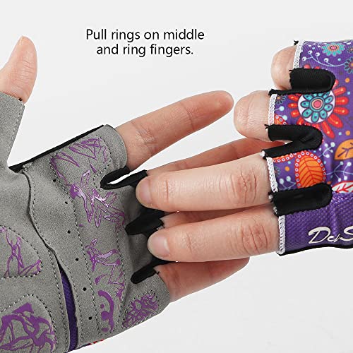 DuShow Women Half Finger Cycling Gloves,Gel Padded Anti-Slip Shock-Absorbing Mountain Road Bicycle Biking Bike Short Finge...