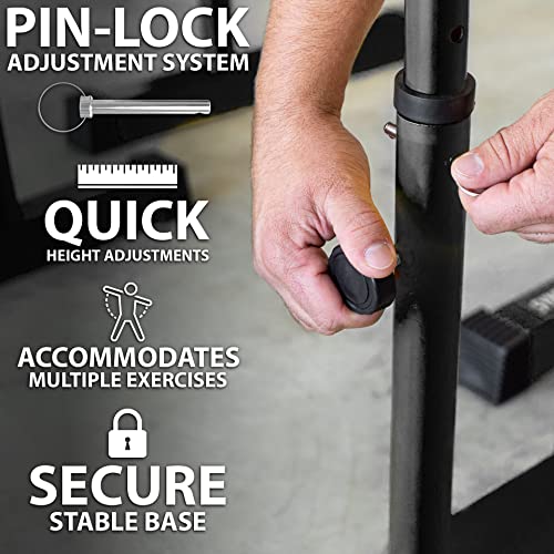 Synergee Dip Bar. Adjustable Dip Station from 30” – 39” for Dips, Inverted Pull Ups. Max capacity 400 lbs. Portable Dip St...