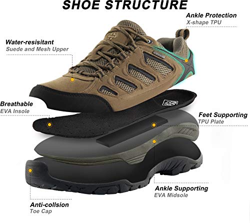 wantdo Men's Waterproof Low Cut Hiking Shoes Wide Breathable Slip Resistant Trial Hiking Shoes Mountain Biking Outdoor Wor...
