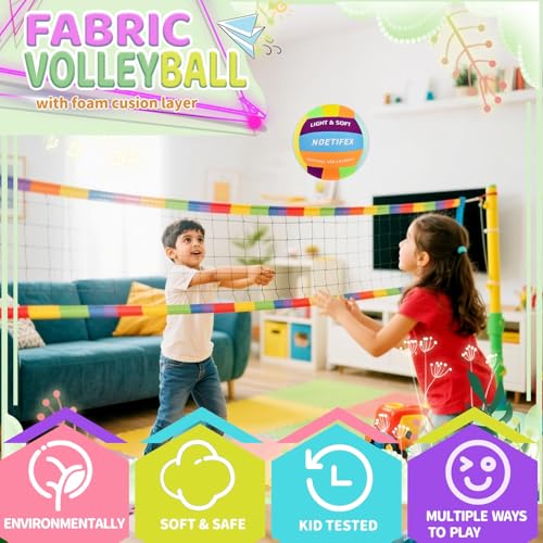 Noetifex Soft Volleyball-Super Soft Fabric Light Volleyball for Indoor Practice Safe and Quiet Kids Youth Beginners House ...