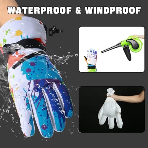 INPAKO Snow Gloves, Waterproof Warm Ski Gloves Thermal for Winter, Fit Both Men & Women, Gift for Parent Child