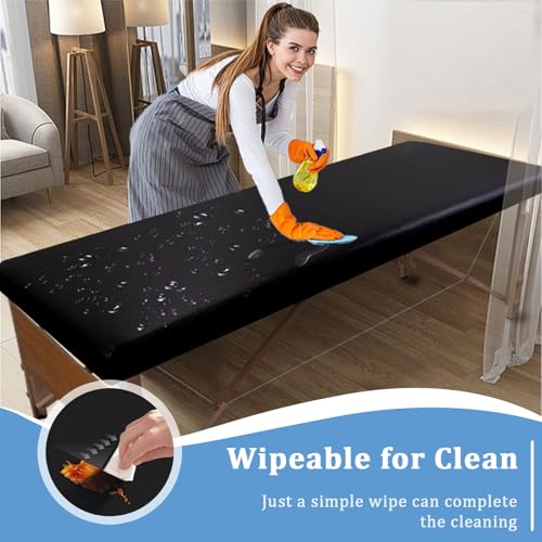 KIDOACOW Leather Massage Table Cover Protector Wipeable Massage Table Cover Fitted Replacement Sheet Covers for Massage Be...