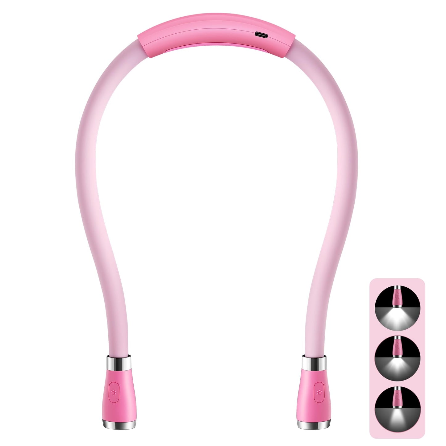 Singhong Neck Book Light - Led Reading Lamp, Usb Rechargeable, 4 Adjustable Brightness, Small, Pink (Model Shnbl-P3)