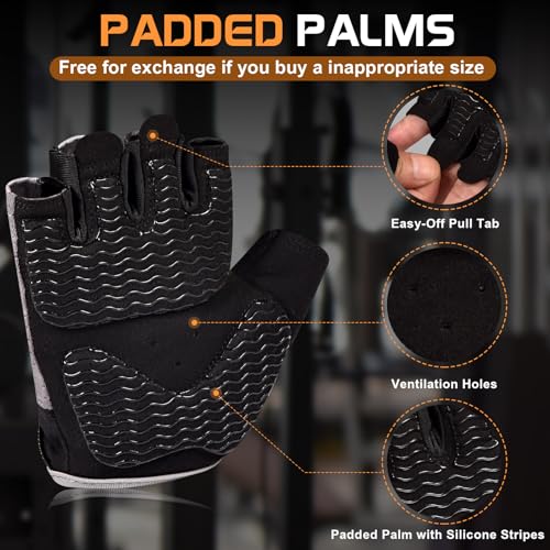 sunnex Workout Gloves for Women - Breathable Weight Lifting Gloves with Non-Slip Silicone Padding, Fingerless Gym Gloves f...