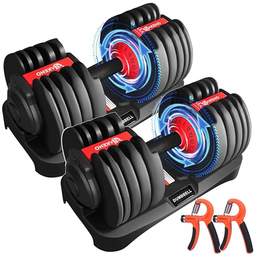 HAKENO 15 Weight in 1 Adjustable Dumbbell 53LB with Fast Automatic Adjustable and Weight Plate for Body Workout Home Gym （...