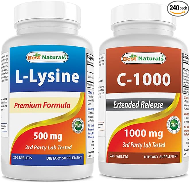 Best Naturals L-Lysine 500 mg & Vitamin C 1000 mg
