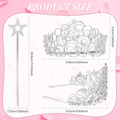 Alaxciax Bubble Crystal Crown Tiaras, Princess Crown Queen Tiara with Wand for Women for Birthday Bridal Wedding Prom Party
