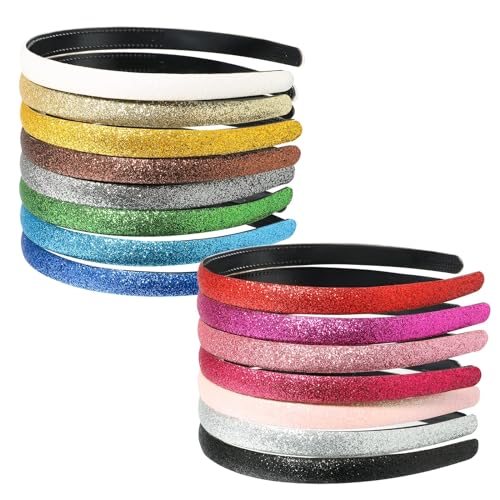 doboi 15 Colors Toddler Headbands Sparkle Plastic Headbands For Girls Glitter Thin Head Bands No Slip Fashion Girls Hard T...