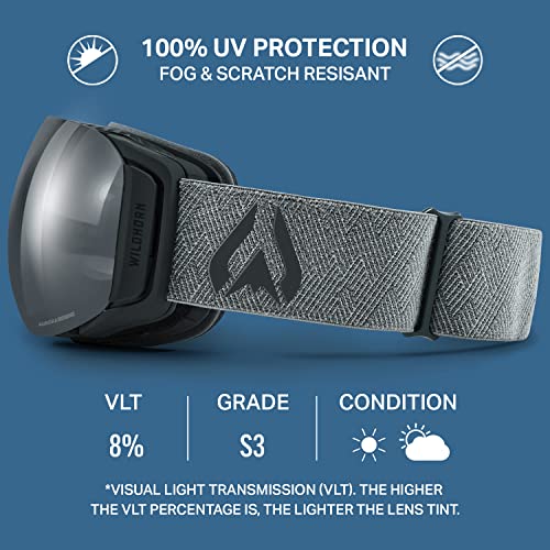 Wildhorn Roca Ski Goggles Men Women Anti-Fog/Scratch 100% UV-Magnetic Lens-Snowboard Snow Goggles Men Women Adult