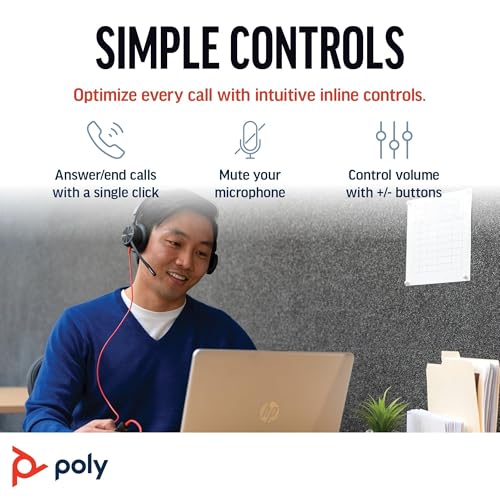 Poly Blackwire 8225 Premium Wired Headset (Plantronics) – Active Noise Canceling – Hi-fi Stereo - Connect to PC/Mac - Work...