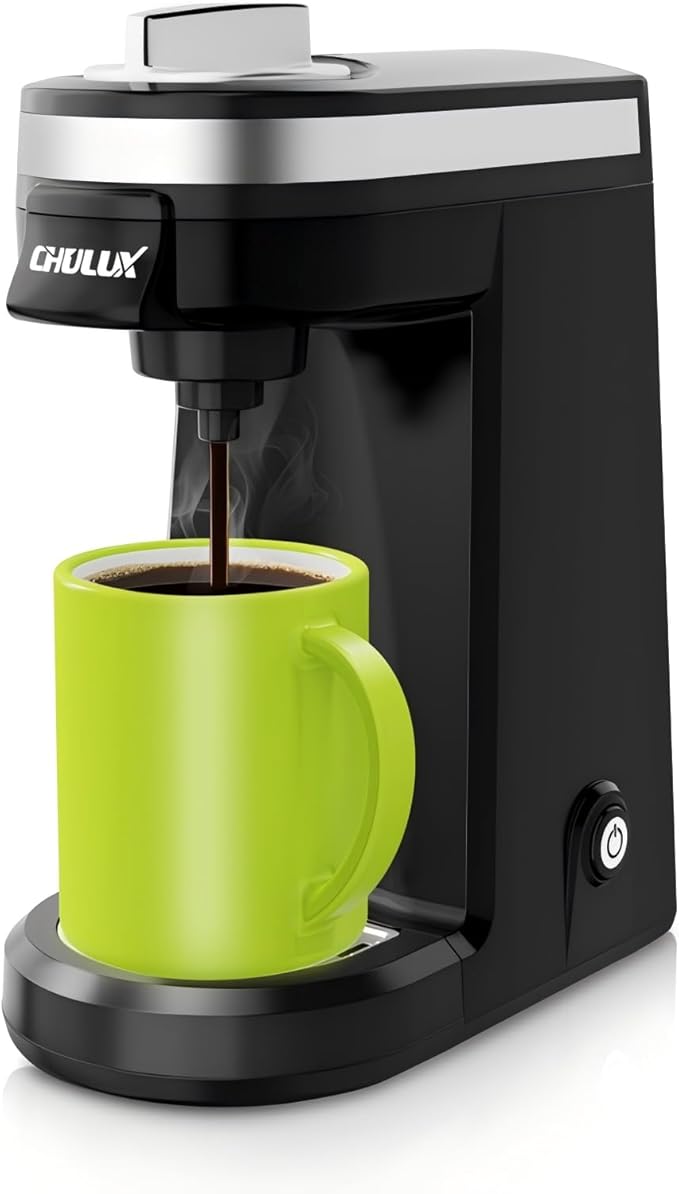 CHULUX Mini Single Serve Coffee Maker for K Cup Capsule, Tiny Small Size Coffee Machine for One Person Travel, RV, Truck and Home, Black