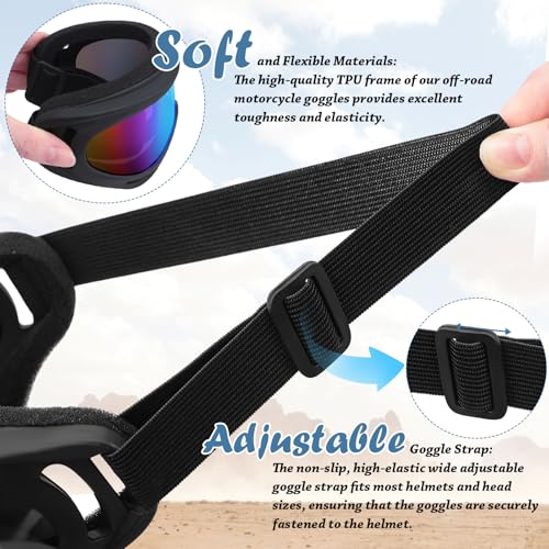 YENPK Dirt Bike Goggles, 2-Pack Motorcycle & ATV Goggles with Anti-Impact Lens & 2 Face Mask
