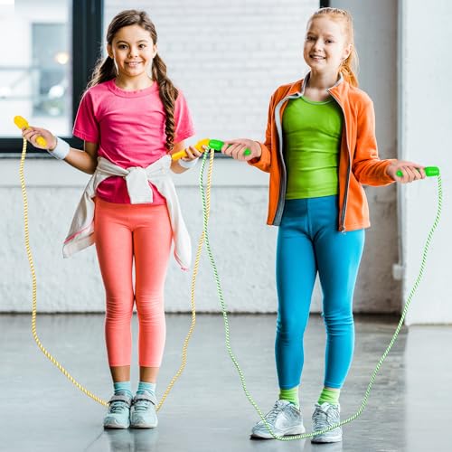 ZATAYE Kids Jump Rope, Colorful Nylon Skipping Ropes for Children, 7.78FT Adjustable Length, 5.51IN Handles, Lightweight S...