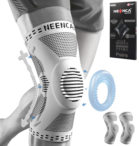NEENCA 2 Pack Knee Braces for Knee Pain, Compression Knee Sleeves with Patella Gel Pad & Side Stabilizers, Knee Support fo...