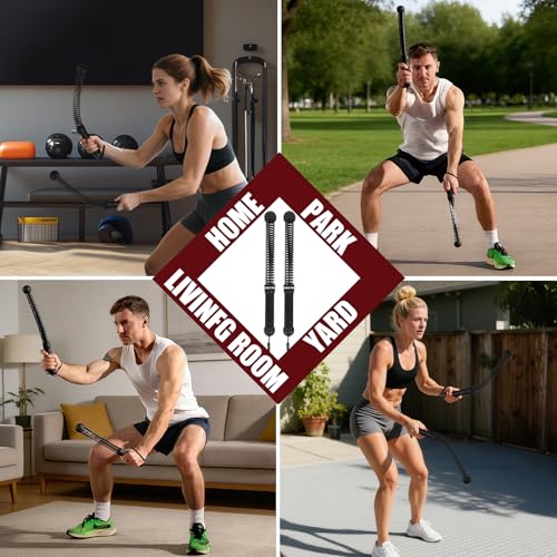 Weighted Ropeless Battle Ropes, Heavy Duty Portable Cordless Battle Ropes for Home Gym with Poster, Workout Exercise Rope ...