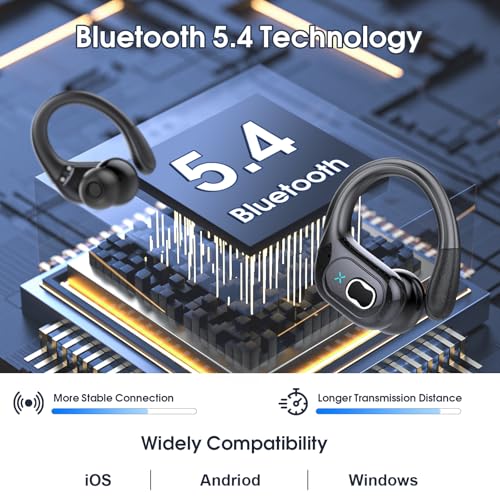 Wireless Earbuds 75hrs Bluetooth 5.4 Headphone Sport, 2026 Bluetooth Earbuds Stereo Deep Bass Over Ear Bud with Earhooks, ...