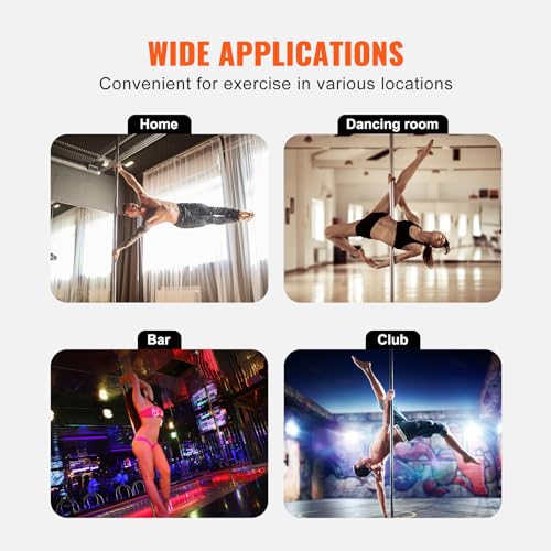 VEVOR Professional Dancing Pole, Spinning Static Dancing Pole Kit, Portable Removable Pole, 45mm Heavy-Duty Stainless Stee...
