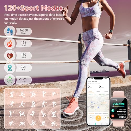 Smart Watch, 1.85" HD Smartwatch for Men Women (Answer/Make Calls), Fitness Watch with Heart Rate/Sleep/IP68 Waterproof/12...