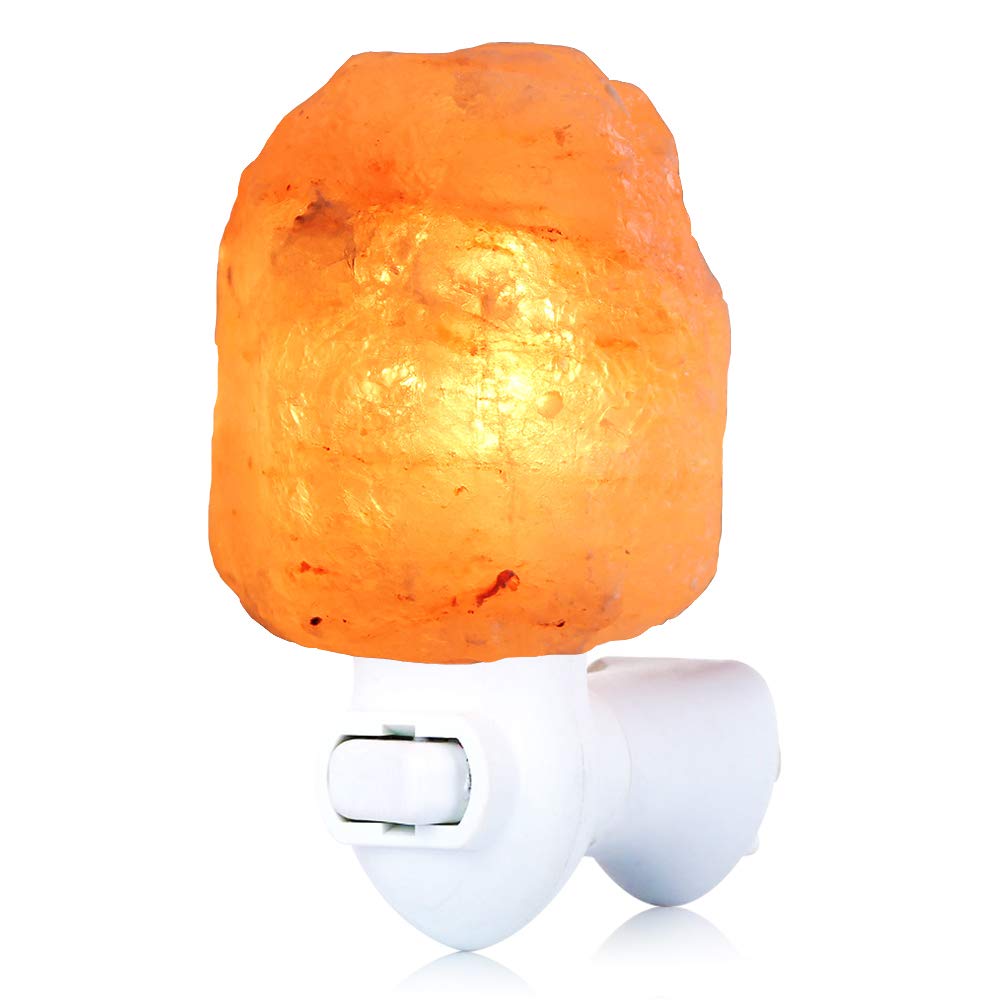 Pursalt Himalayan Salt Lamp Night Light - 360° Rotatable Wall Plug, Pink Crystal Rock, Includes 2 Bulbs, Natural-1 Pack