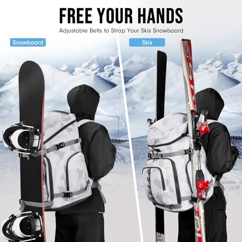 YOREPEK 65L Ski Boot Bag Backpack with 8 Pockets, Waterproof Ski Snowboard Boot Bags for Air Travel, Ski Gear Bag Backpack...