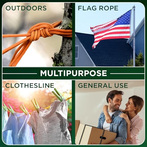 TECEUM Rope – 90 Feet x 1/4 Inch (7mm) – Purple – Strong All-Purpose Utility Rope – Camping, Crafting, Flag Pole, Indoor &...