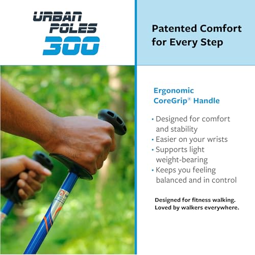 Urban Poling Series 300 Urban Poles – 1 Pair – Fitness Edition- Patented Ergonomic CoreGrip™ for Stability – Adjustable, C...