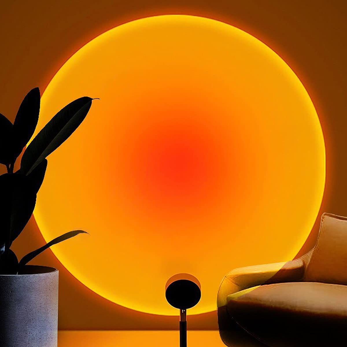 Balkwan Sunset Red Projection Lamp - Led Rainbow Night Light For Living Room & Bedroom Decor, Usb Modern Floor Stand
