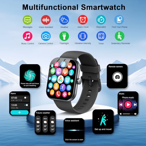 Smart Watch(Answer/Make Call), 1.96" Smartwatch for Men Women, 2025 New Fitness Watch with 110+ Sport Modes, Pedometer, He...