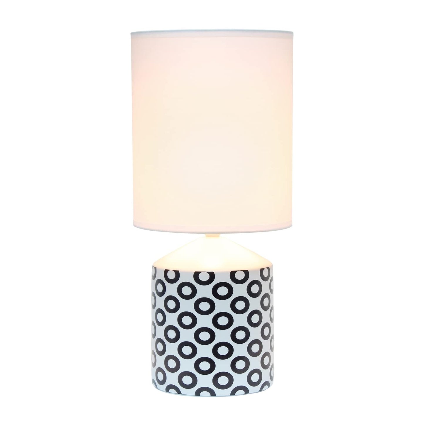 Simple Designs Table Lamp - Black Ovals Circles Pattern, Ceramic, 8.5inL x 8.5inW x 18.5inH, Model LT2077-OVL, Color