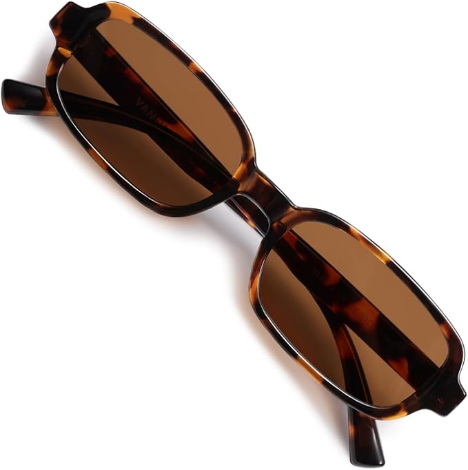 VANLINKER Retro Rectangle Polarized Sunglasses for Women Men Small 90s Style Vintage Trendy Narrow Rectangular Frame VL9813
