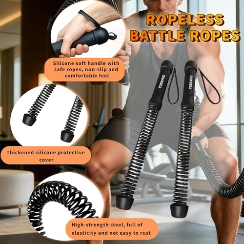 Ropeless Battle Ropes for Home Gym-Portable Cordless Training Rope Fitness Equipment for Men & Women,Weighted Workout Rope...