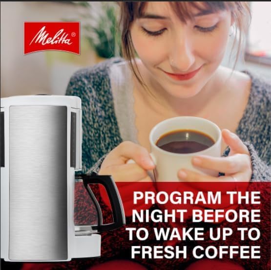 Melitta Vision 10-Cup Drip Coffee Maker, Automatic and Programmable, 96oz Capacity with 5-Pack Coffee Filters | White