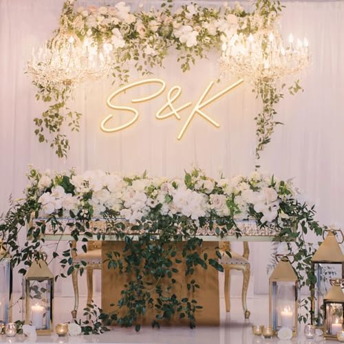 Custom Initials LED Neon Sign for Wedding Neon Light LED Backdrop Wall Decor Personalized Last Name Letter Sign Wedding Re...