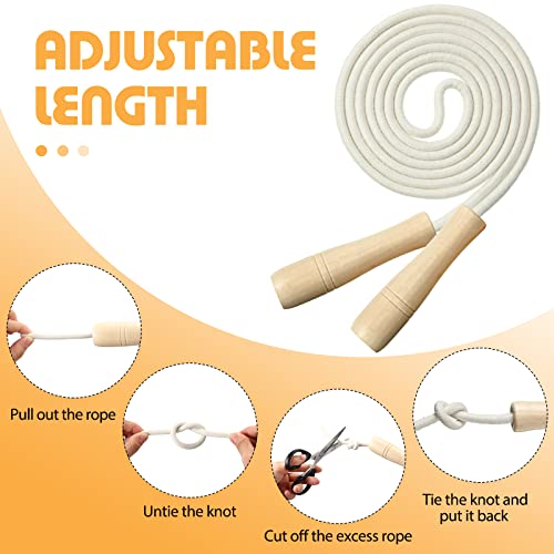 Hungdao 4 Pcs Jump Ropes for Kids with Wooden Handle Cotton Braided Adjustable Skipping Rope for Exercise Fitness Jumping ...