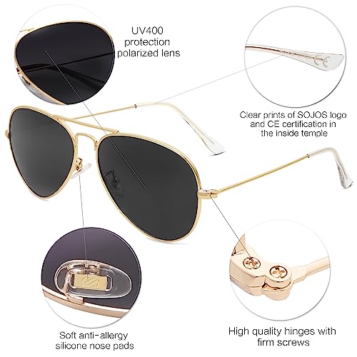 SOJOS Classic Aviator Polarized Sunglasses for Men Women Vintage Retro Style