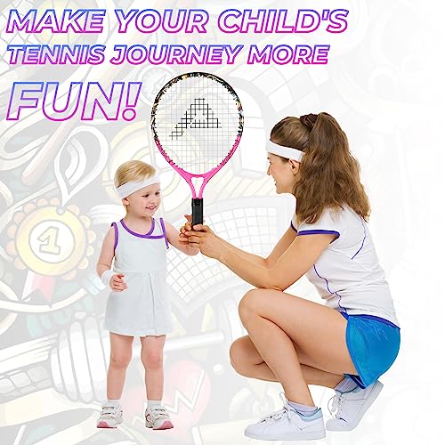 AMA SPORT Kids Tennis Racket for Junior Toddlers Starter Kit 17-25" Tennis Racquet for Girls and Boys with 420D Nylon Shou...