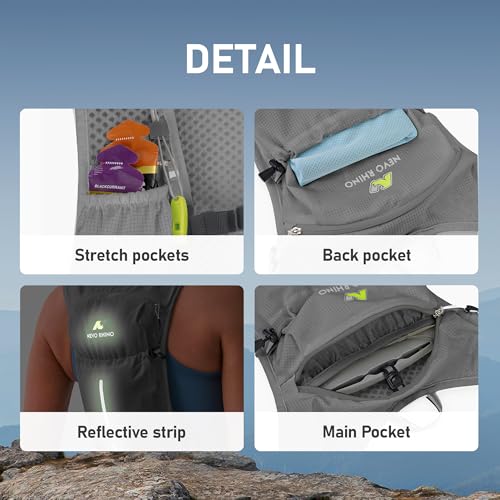 N NEVO RHINO Running Vest, Lightweight Hydration Vest, Insulated Water Backpack with 1.5L Water Bladder for Hiking, Trail,...