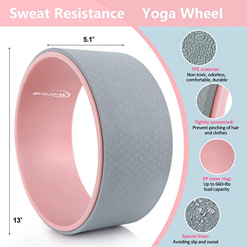 Yoga Wheel Set 11-in-1,Back Roller & 2 Blocks with Strap,Resistance Bands,Jump Rope,Carrying Bag,Perfect Yoga Back Wheel A...