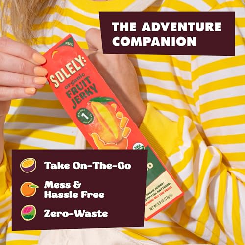 SOLELY - Organic Fruit Jerky Variety Pack - 8 Flavors, 8 Individually Wrapped Fruit Strips - Fruit Leather Made from Dried Fruit - Healthy Snacks for Adults & Kids - Non GMO, Vegan - 0.8oz (23g)