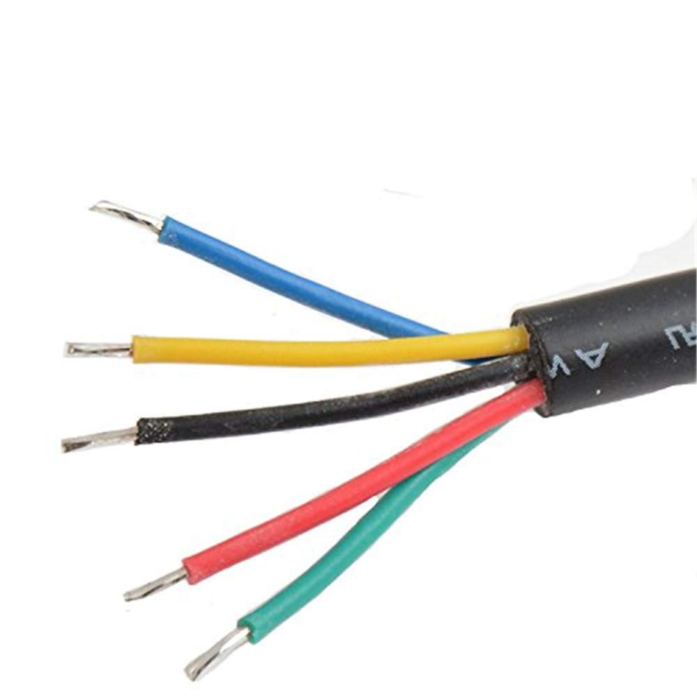 WESIRI 5Pairs 5pin Black Electrical Connector for LED Lights, 20cm Extension Cable, Plastic, Model 5x5pin-WP-B-B