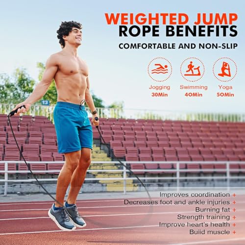 KUTIZE Jump Rope, Weighted Jump Rope for Men Women, Adjustable 1lb Heavy Skipping Ropes, Suitable for Boxing, Cardio, Home...