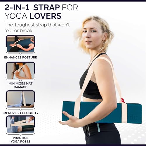 Feetlu Yoga Mat Straps 2 in 1 - Cotton - Adjustable anti-slip straps for yoga, pilates, stretching, for carrying mats