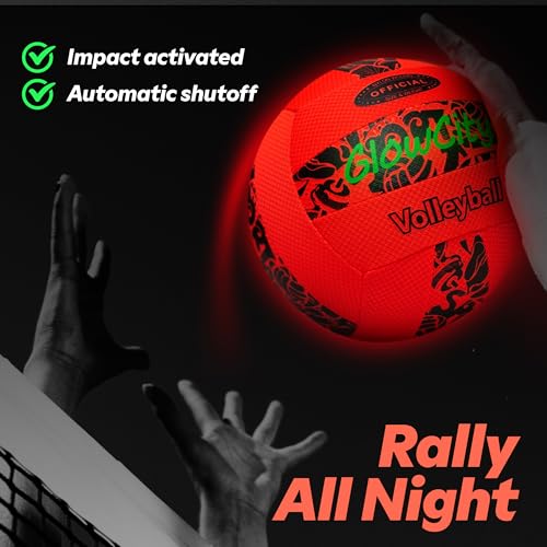 GlowCity LED Volleyball - Size 5 Light Up Glow in The Dark Volleyball with Pump and Batteries, Water-Resistant for Beach a...